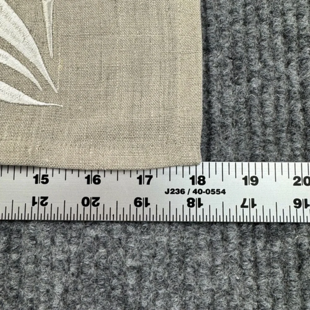 Viabrava 100% Linen Embroidered Placemats Napkins 16 Pieces Abstract Tropical